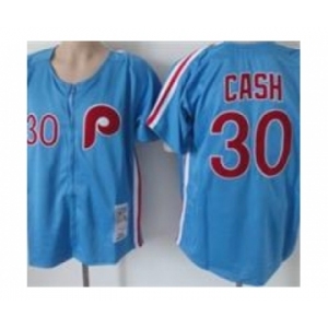 mlb philadelphia phillies #30 cash blue(throwback)