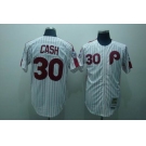 mlb philadelphia phillies #30 cash  m&n white(red strip)