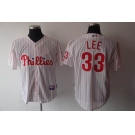 mlb philadelphia phillies #33 cliff lee white[red strip]