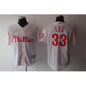 mlb philadelphia phillies #33 cliff lee white[red strip]