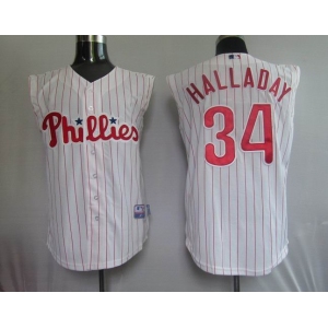 mlb philadelphia phillies #34 halladay white(red strip) vest