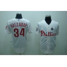 mlb philadelphia phillies #34 halladay white(red strip)