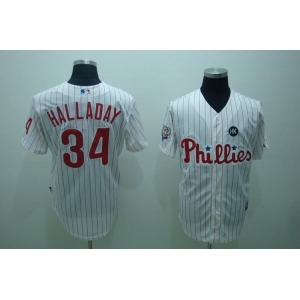 mlb philadelphia phillies #34 halladay white(red strip)