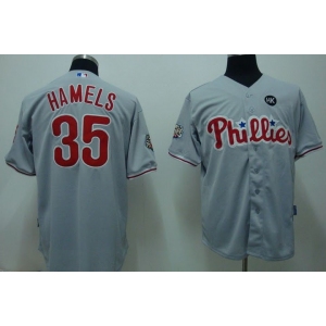 mlb philadelphia phillies #35 Hamels 2008 world series grey