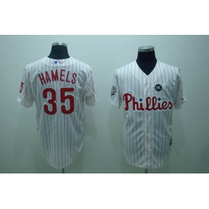 mlb philadelphia phillies #35 Hamels 2008 world series white(red strip)