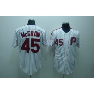 mlb philadelphia phillies #45 mcgraw m&n white(red strip)