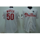 mlb philadelphia phillies #50 moyer 2009 world series white(red strip)