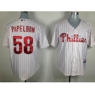 mlb philadelphia phillies #58 papelbon white[red strip]