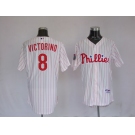 mlb philadelphia phillies #8 Victorino 2008 world series white(red strip)