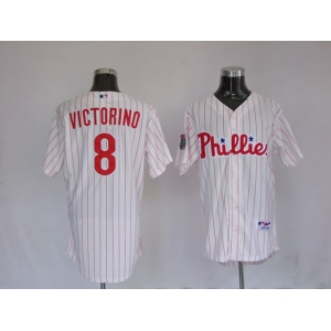 mlb philadelphia phillies #8 Victorino 2008 world series white(red strip)