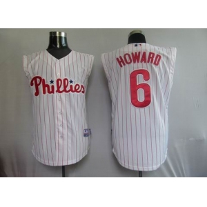 mlb philadephia phillis #6 hoeard white[red strip vest]