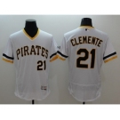 Men Pittsburgh Pirates #21 Roberto Clemente Majestic White Flexbase Authentic Collection Cooperstown Player Jersey