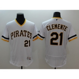 Men Pittsburgh Pirates #21 Roberto Clemente Majestic White Flexbase Authentic Collection Cooperstown Player Jersey