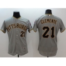 Men Pittsburgh Pirates #21 Roberto Clemente Majestic grey Flexbase Authentic Collection Player Jersey