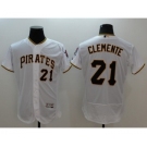 Men Pittsburgh Pirates #21 Roberto Clemente Majestic white Flexbase Authentic Collection Player Jersey