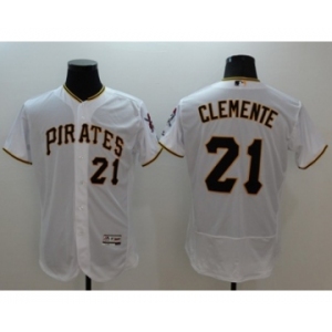 Men Pittsburgh Pirates #21 Roberto Clemente Majestic white Flexbase Authentic Collection Player Jersey