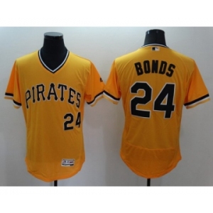 Men Pittsburgh Pirates #24 Barry Bonds Majestic Yellow Flexbase Authentic Collection Player Jersey