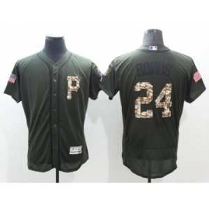 Men Pittsburgh Pirates #24 barry bonds Majestic Green Salute to Service Flexbase Authentic Collection Player Jersey