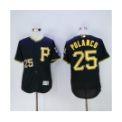 Men Pittsburgh Pirates #25 Gregory Polanco Majestic Black Flexbase Authentic Collection Player Jersey