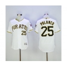 Men Pittsburgh Pirates #25 Gregory Polanco Majestic White Flexbase Authentic Collection Player Jersey