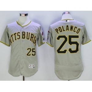 Men Pittsburgh Pirates #25 Gregory Polanco Majestic grey Flexbase Authentic Collection Player Jersey