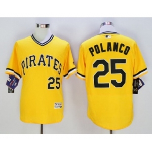 Men Pittsburgh Pirates #25 Gregory Polanco Majestic yellow Flexbase Authentic Collection Player Jersey