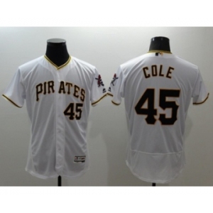 Men Pittsburgh Pirates #45 Gerrit Cole Majestic White Flexbase Authentic Collection Player Jersey