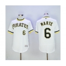 Men Pittsburgh Pirates #6 Starling Marte Majestic White Flexbase Authentic Collection Cooperstown Player Jersey