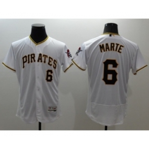 Men Pittsburgh Pirates #6 Starling Marte Majestic White Flexbase Authentic Collection Player Jersey