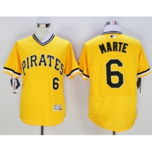 Men Pittsburgh Pirates #6 Starling Marte Majestic yellow Flexbase Authentic Collection Player Jersey