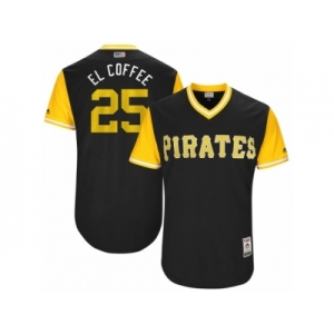 Men's 2017 Little League World Series Pirates #25 Gregory Polanco El Coffee Black Jersey