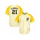 Men's Majestic Pittsburgh Pirates #21 Roberto Clemente Replica Cream Gold Exclusive Cool Base MLB Jersey