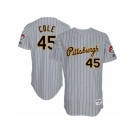 Men's Majestic Pittsburgh Pirates #45 Gerrit Cole Replica Grey 1997 Turn Back The Clock MLB Jersey