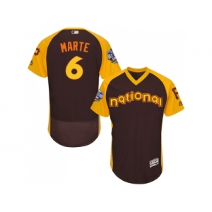 Men's Majestic Pittsburgh Pirates #6 Starling Marte Brown 2016 All-Star National League BP Authentic Collection Flex Base MLB Jersey