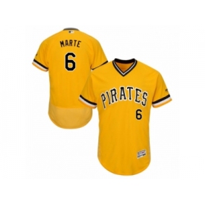 Men's Majestic Pittsburgh Pirates #6 Starling Marte Gold Flexbase Authentic Collection MLB Jersey