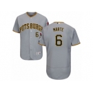 Men's Majestic Pittsburgh Pirates #6 Starling Marte Grey Flexbase Authentic Collection MLB Jersey