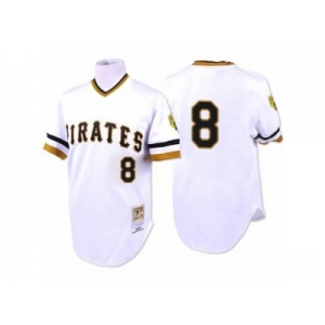 Men's Mitchell and Ness 1971 Pittsburgh Pirates #8 Willie Stargell Replica White Throwback MLB Jersey
