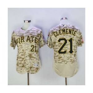 Men's Pittsburgh Pirates #21 Roberto Clemente Majestic Camo Flexbase Authentic Collection Player Jersey