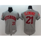 Men's Pittsburgh Pirates #21 Roberto Clemente Majestic Gray Fashion Stars & Stripes Flex Base Player Jersey