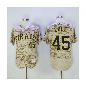 Men's Pittsburgh Pirates #45 Gerrit Cole Majestic Camo Flexbase Authentic Collection Player Jersey