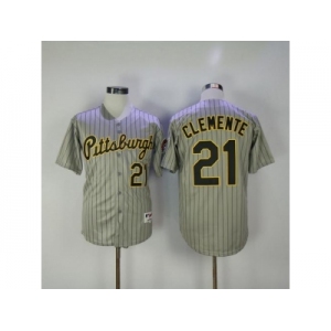 Pittsburgh Pirates #21 Roberto Clemente Grey Strip 1997 Turn Back The Clock Stitched MLB Jersey