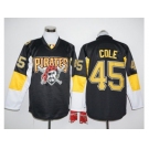 Pittsburgh Pirates #45 Gerrit Cole Black Long Sleeve Stitched Baseball Jersey