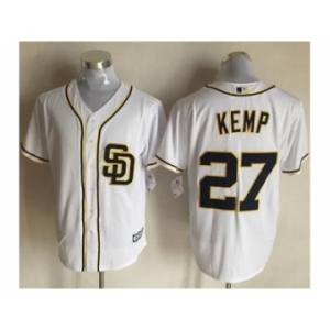 Men San Diego Padres #27 Matt Kemp White New Cool Base Stitched Baseball Jersey