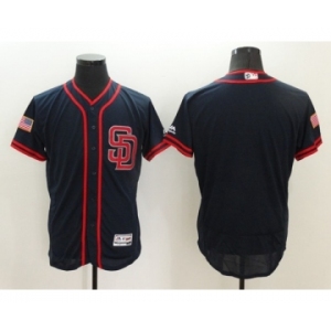Men San Diego Padres Blank Majestic Navy 2016 Independence Day Stars & Stripes Flex Base Team Jersey