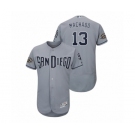 Men San Diego Padres Gray #13 50th Anniversary Manny Machado Flex Base Jersey