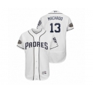 Men San Diego Padres White #13 50th Anniversary Manny Machado Flex Base Jersey