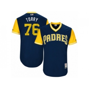 Men's 2017 Little League World Series Padres #76 Jose Torres Torry Navy Jersey