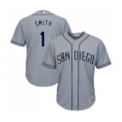Men's Majestic San Diego Padres #1 Ozzie Smith Replica Grey Road Cool Base MLB Jersey
