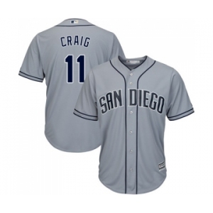 Men's Majestic San Diego Padres #11 Allen Craig Replica Grey Road Cool Base MLB Jersey