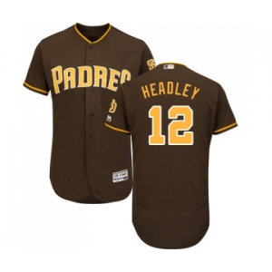 Men's Majestic San Diego Padres #12 Chase Headley Brown Alternate Flex Base Authentic Collection MLB Jersey
